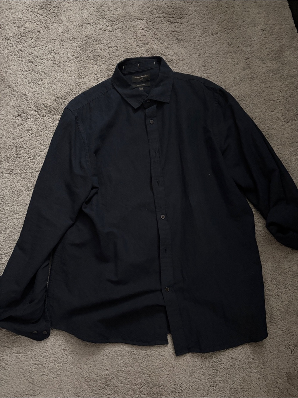 Banana Republic Men's Navy Button-Up Dress Shirt
